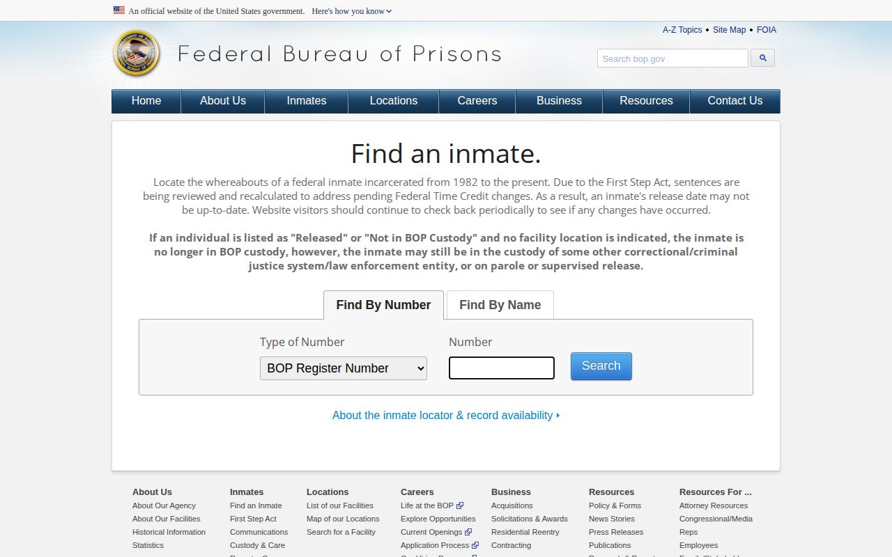 Federal BOP search for a Wetzel County released inmate