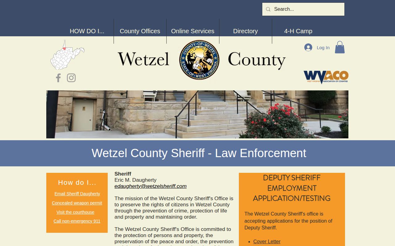 Wetzel County released inmate search on the official sheriff website